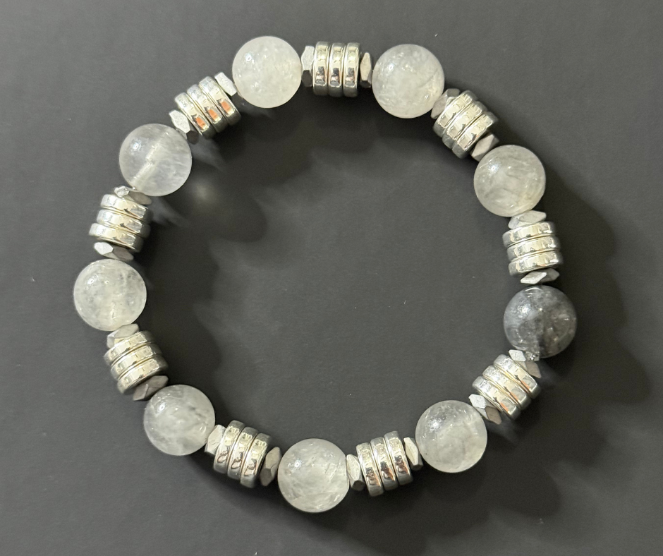 Cloud Quartz + Hematite Bracelet