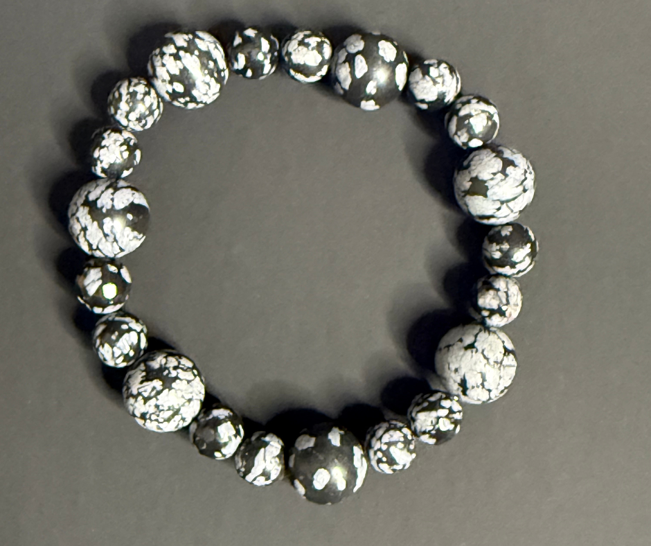 Snowflake Obsidian Bracelet — Graduated Rounds