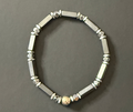 Hematite Bracelet — Unpolished Bars + Sterling Anchor