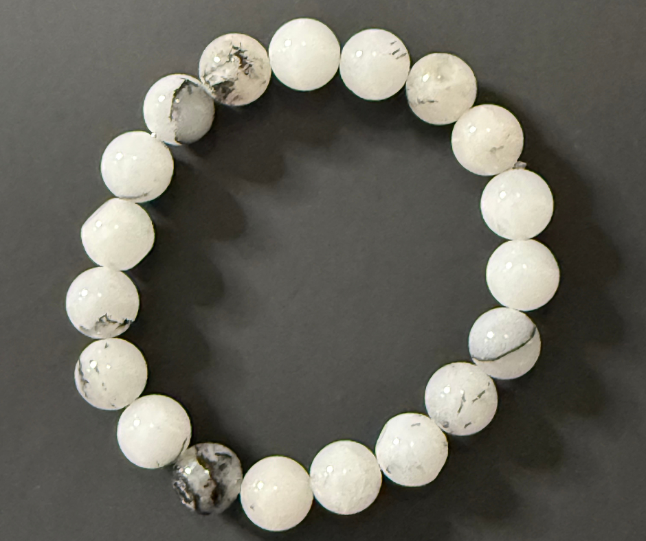 White Jade w/ Black Inclusions Bracelet